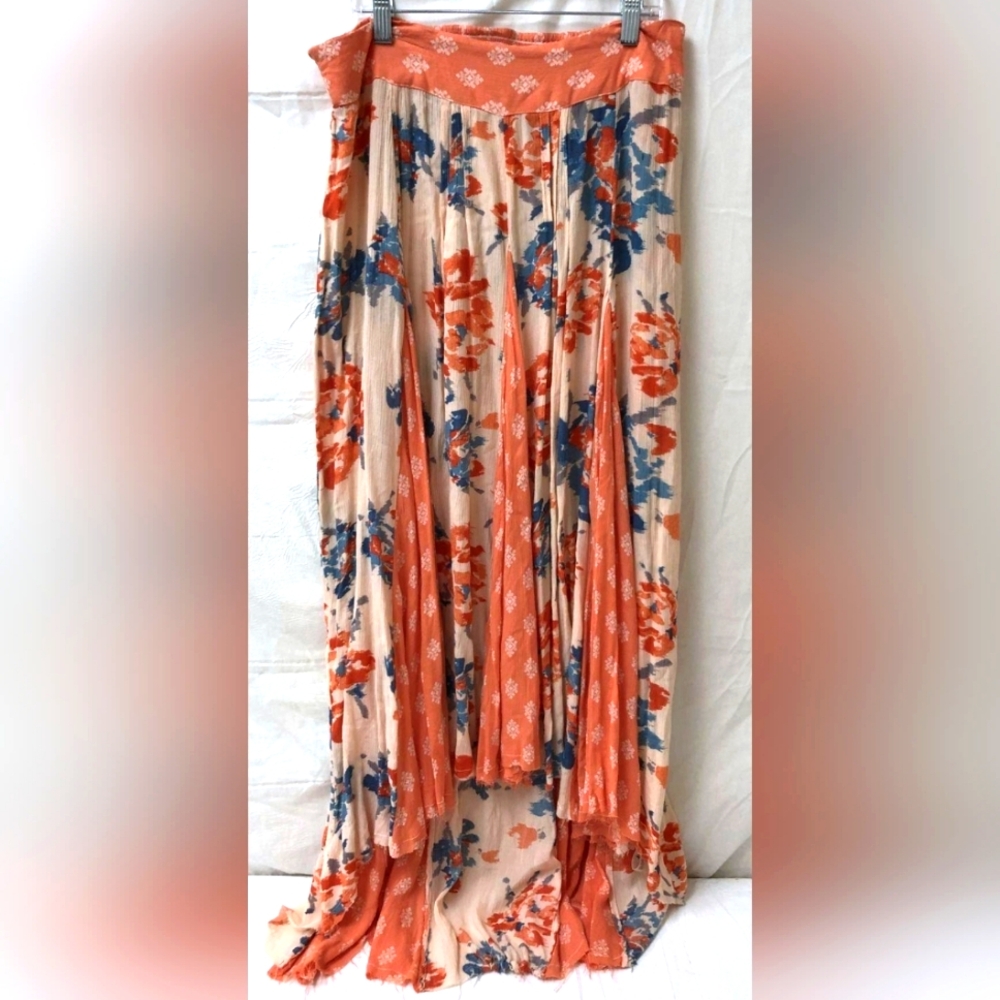 NWT Women's Free People Coral Pink / Blue Asymmetrical Print
